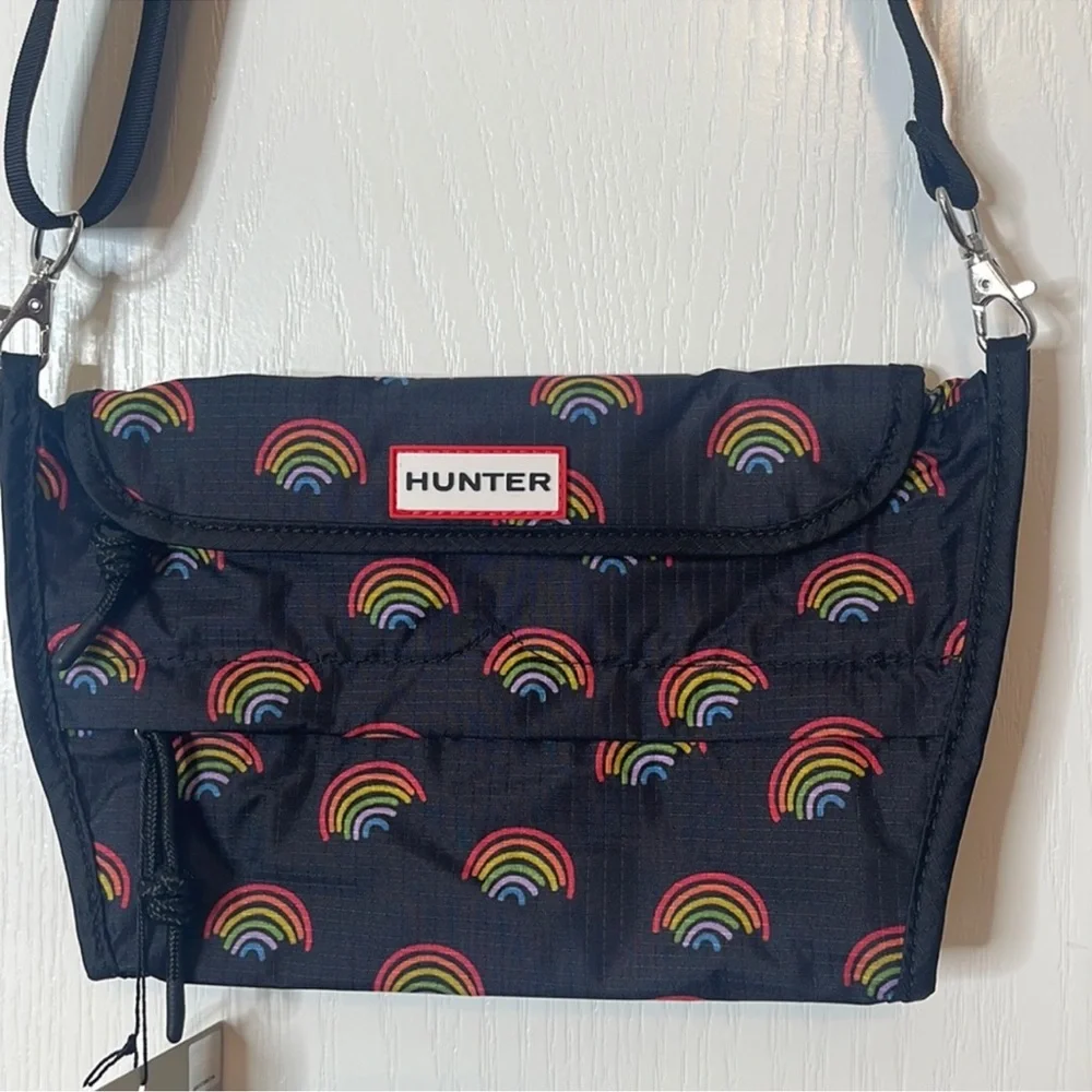 Hunter Original Packable Cross Body Bag Purse. Mini Rainbow Print